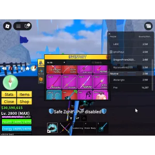 LV2800+God+CDK+SG Full Gear Race Shark V4 |Unverified Account|Instant Delivery|Blox Fruits