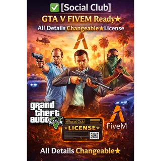 🔻✅[Social Club] GTA V FIVEM Ready⭐All Details Changeable⭐License