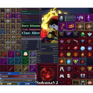 ⭕Sailor Piece🗡️ | Strongest V2 | Race:Kitsune | Trait:Singularity | Damage 420.4% Luck 238.5%++++