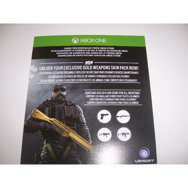 Rainbow Six Siege Gold Weapons Skin Pack Day One Download Code (DLC) for XBOX ONE INSTANT