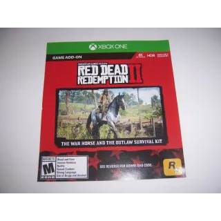 Red Dead Redemption II 2 Download Code (DLC) for The War Horse and the Outlaw Survival Kit Xbox One XB1 - INSTANT DELIVERY