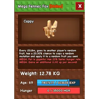 MEGA FENNEC FOX| CAPPY || GROW A GARDEN