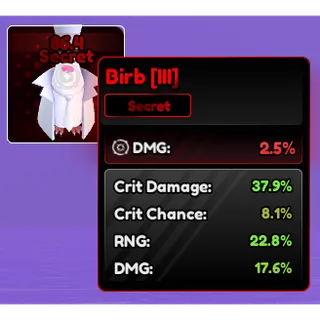 X1 Birbs corrub III (37.9 ; 8.1 ; 22.8 ; 17.6%) total 86.4%