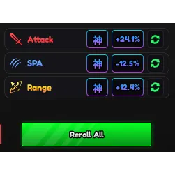 SET GODLY STATS (DMG, SPA, RANGE)