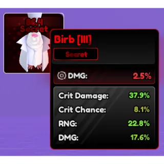 X1 Birbs corrub III (37.9 ; 8.1 ; 22.8 ; 17.6%) total 86.4%