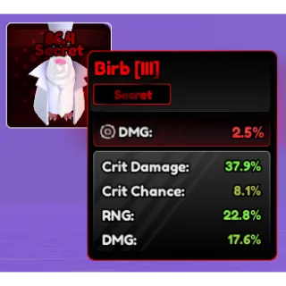 X1 Birbs corrub III (37.9 ; 8.1 ; 22.8 ; 17.6%) total 86.4%