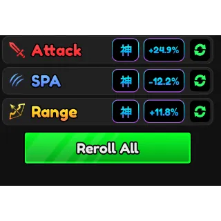 SET GODLY STATS (DMG, SPA, RANGE)