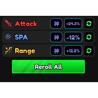 SET GODLY STATS (DMG, SPA, RANGE)
