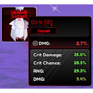 X1 Birbs corrub III (35.0% ; 28.5% ; 29.3% ; 9.4%) total 102.2%