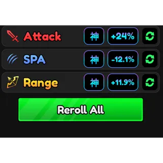 SET GODLY STATS (DMG, SPA, RANGE)