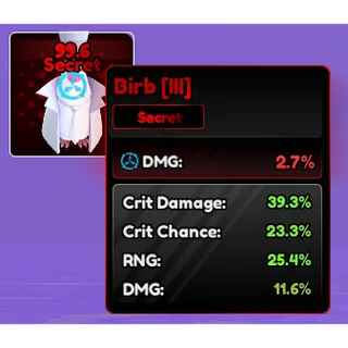 X1 Birbs corrub III (39.3% ; 23.3% ; 25.4% ; 11.6%) total 99.6%