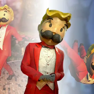 Fallout 76 pringles in-game Mr. Vault Boy Outfit I and Mr. Vault Boy Mascot Head skin - All platforms
