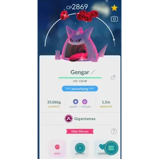 SHINY GENGAR GIGANTAMAX NON BACKGROUND FAST DELIVERY READ DESCRIPTION
