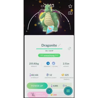 SHINY DRAGONITE MEGA BACKGROUND( TRADE 20K STARDUSTS) FAST DELIVERY READ DESCRIPTION