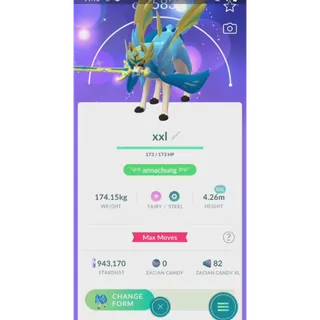 TRADE SHINY ZACIAN CROWNED XXL LEVEL 50+ 3 MOVES NON BACKGROUND| FAST DELIVERY READ DESCRIPTION
