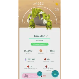 SHINY GROUDON LEVEL 50+ 3 SKILLS NON BACKGROUND FAST DELIVERY READ DESCRIPTION