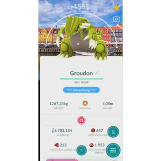 SHINY GROUDON LEVEL 50+ 3 SKILLS LOCAL COPENHAGEN BACKGROUND| FAST DELIVERY READ DESCRIPTION