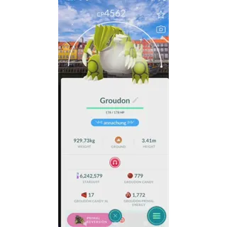 SHINY GROUDON LEVEL 50+ 3 SKILLS PURIFIED LOCAL COPENHAGEN BACKGROUND| FAST DELIVERY READ DESCRIPTION