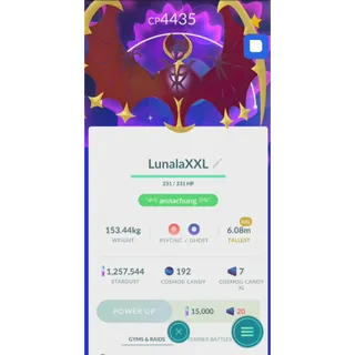 TRADE SHINY LUNALA XXL LEVEL 49+ 3 SKILL( TRADE 1M STARDUST SAME PRICE)|FAST DELIVERY READ DESCRIPTION