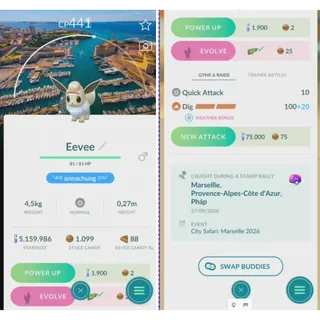 shiny Eevee wearing Hat Safari Background Marseille, France caught by master ball
