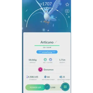 shiny articuno dynamax non background fast delivery read description