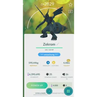 SHINY ZEKROM XXL NON BACKGROUND( TRADE 1M STARDUST SAME PRICE)|FAST DELIVERY READ DESCRIPTION