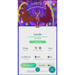 TRADE SHINY LUNALA LEVEL 40 NON BACKGROUND( 20K OR 1M STARDUST SAME PRICE)| FAST DELIVERY READ DESCRIPTION
