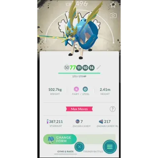 TRADE SHINY ZACIAN CROWNED LEVEL 50+ 3 SKILLS GO FEST GOBAL 2026 BACKGROUND| FAST DELIVERY READ DESCRIPTION