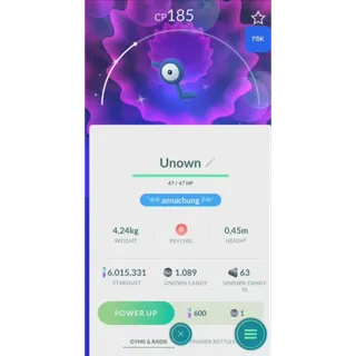 Shiny Unown L non background fast delivery read description