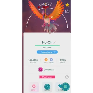 SHINY HO-OH DYNAMAX LEVEL 50+ 3 SKILLS NON BACKGROUND FAST DELIVERY READ DESCRIPTION 