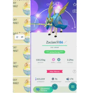 SHINY ZACIAN CROWNED LEVEL 50 NON BACKGROUND+ LUCKY TRINKET( DO WEEKLY CHALLENGE) FAST DELIVERY READ DESCRIPTION