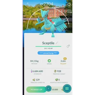 SHINY SCEPTILE XXL LEVEL 40  Local Background United Kingdom 8( TRADE 1M STARDUST SAME PRICE) FAST DELIVERY READ DESCRIPTION
