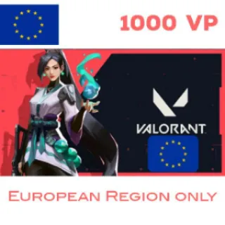 Valorant 1000 VP | 10 Euro - European Region | Fast Delivery