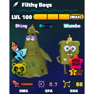 SPONGEBOB TOWER DEFENSE - FILTHY BOYS 5⭐ LVL 100/NC/PP 🌈 RAINBOW SERIAL 🌈 META UNIT ‼️