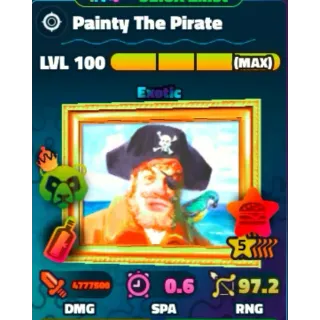 SPONGEBOB TOWER DEFENSE - PAINTY THE PIRATE  5⭐ LVL 100/PP/NC 🌈 RAINBOW SERIAL 🌈