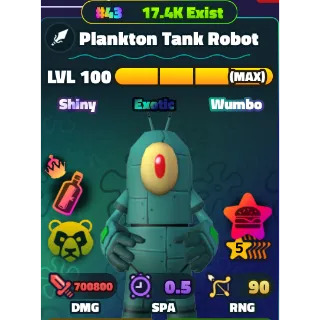 SPONGEBOB TOWER DEFENSE - SW PLANKTON TANK ROBOT 5⭐ LVL 100/NC/PP 🌈 RAINBOW SERIAL #43