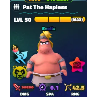SPONGEBOB TOWER DEFENSE - GOLD SERIAL PAT THE HAPLESS LV 50/NC/PP ⭐MOST META AND OP UNIT⭐ 