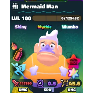 SPONGEBOB TOWER DEFENSE - SW MERMAID MAN⭐ SUPERSTAR ⭐ LV 100/SF 🌈 RAINBOW SERIAL 🌈