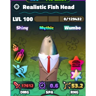 SPONGEBOB TOWER DEFENSE - SW REALISTIC FISH HEAD⭐ SUPERSTAR ⭐ LV 100/SF 🌈 RAINBOW SERIAL 🌈