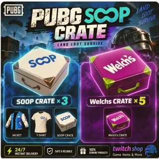 PUBG|8 CRATE | 3 SOOP DROPS CRATE + 5 WEL|Fast