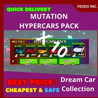 Dream Car Collection MUTATION HYPERCARS PACK X 10