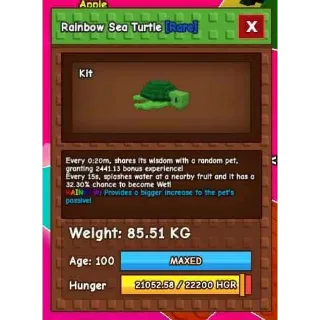 20 Secs Titanic Rainbow Sea Turtle 85.51KG