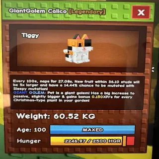 🤖🐱 27 SECS Giant Golem Calico 60KG - GAG (Fast Delivery) 🐱 🤖