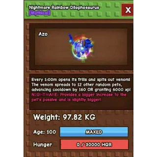 1 Min GODLY Nightmare RB Dilophosaurus