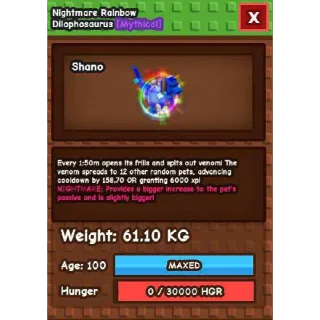 🦖 61KG Semi Titanic Nightmare Rainbow Dilophosaurus (Fast Delivery)