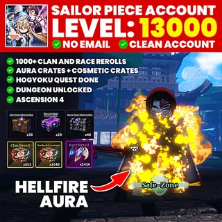 SAILOR PIECE ACCOUNT | LEVEL 13000 | NO GMAIL - CLEAN ACCOUNT