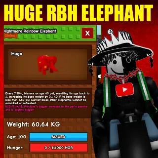 HUGE RAINBOW HATCHED ELEPHANT