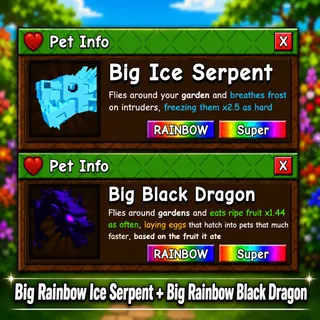 BIG RAINBOW BLACK DRAGON + BIG RAINBOW ICE SERPENT