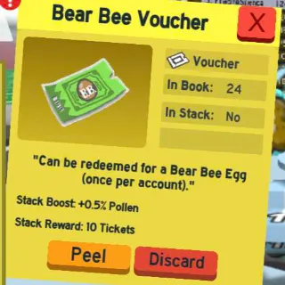 BBV (Bear Bee Voucher) Beeswarm simulator Roblox