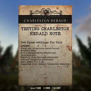 Dev Note | Charleston Herald Test Note | Displayable |